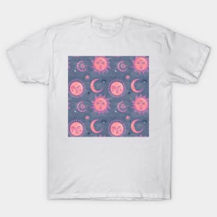 Mystical Sun and Moon Pattern design T-Shirt